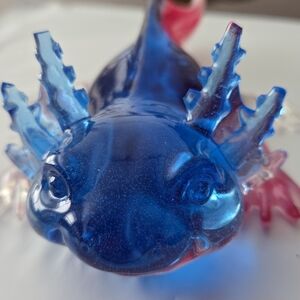 Blue/Red Axolotl Aquarium Ornament - Decorative Fish Accent